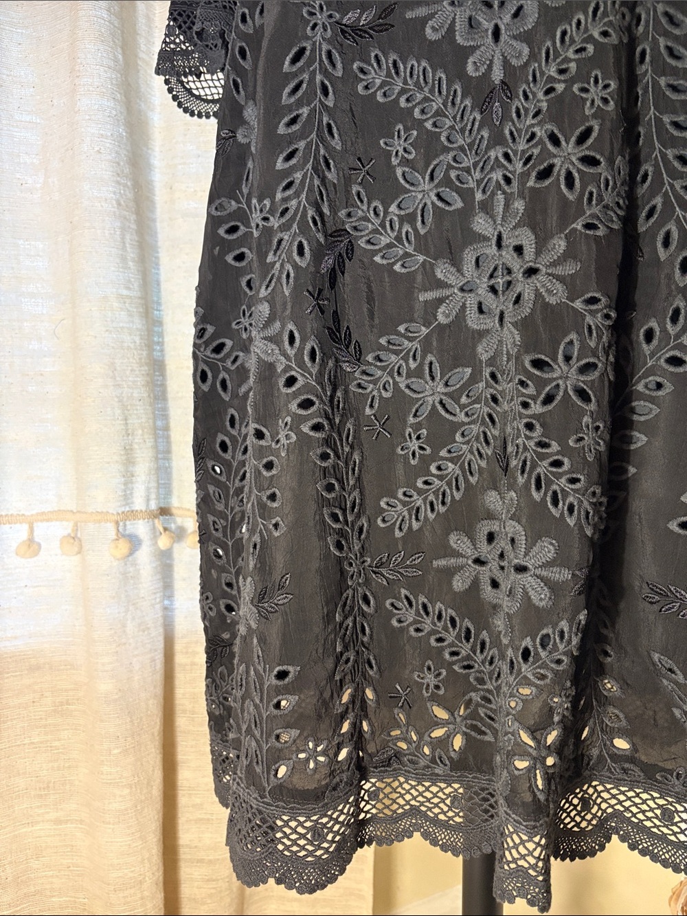 Johnny Was Black Eyelet Mini Dress - Picture 5 of 7